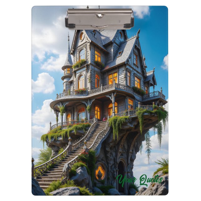 Majestic Gothic Mansion on Cliff Edge Clipboard (Front)