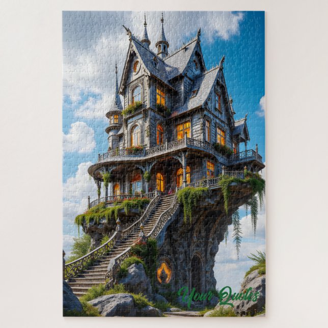 Majestic Gothic Mansion on Cliff Edge Jigsaw Puzzle (Vertical)