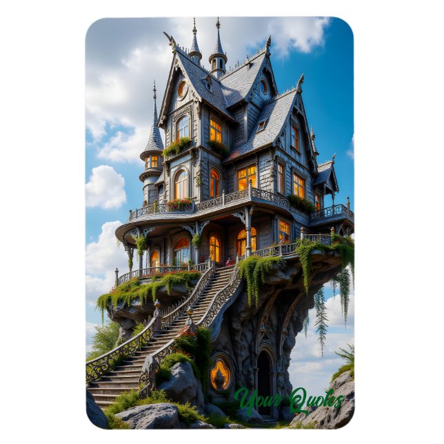Majestic Gothic Mansion on Cliff Edge Magnet (Vertical)