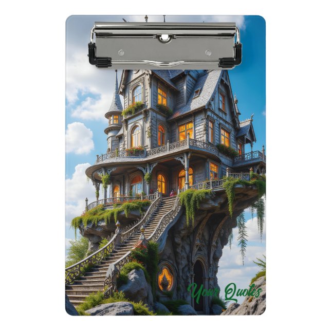 Majestic Gothic Mansion on Cliff Edge Mini Clipboard (Front)