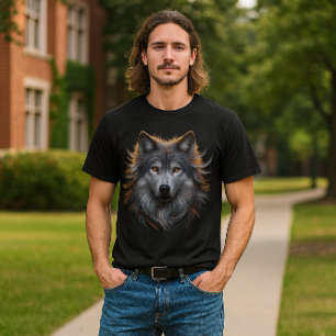 Majestic Gray Wolf with Copper Eyes T-Shirt