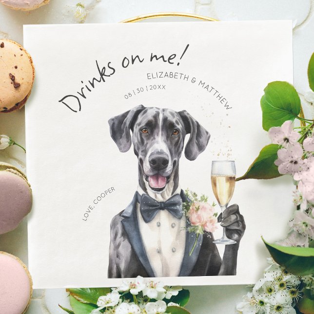 Majestic Great Dane Waiter Watercolor Customisable Napkin (Creator Uploaded)