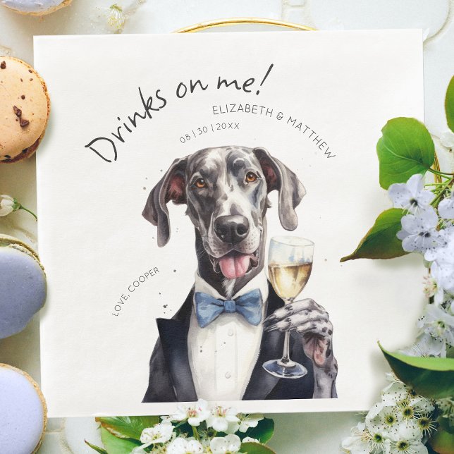 Majestic Great Dane Waiter Watercolor Customisable Napkin (Creator Uploaded)