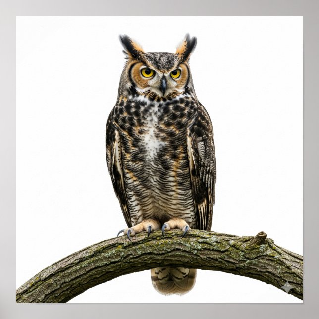 Majestic Great Horned Owl Poster (Front)
