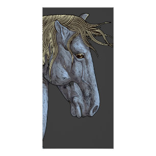 Majestic Grey Horse with Flowing Mane Poster
