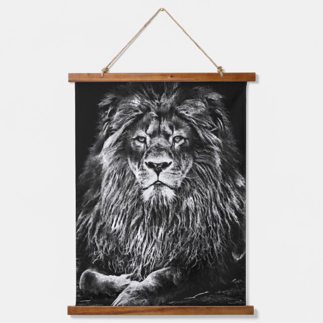 Majestic Grey Lion Hanging Tapestry (Front)