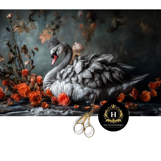 Majestic Grey Swan with Crown Floral Decoupage  Tissue Paper (Creator Uploaded)