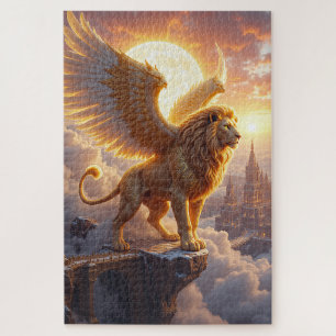 Majestic Griffin-Lion Guardian on a Cloud City Jigsaw Puzzle