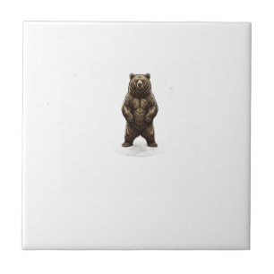 Majestic Grizzly Bear Forest T-Shirt Design Tile