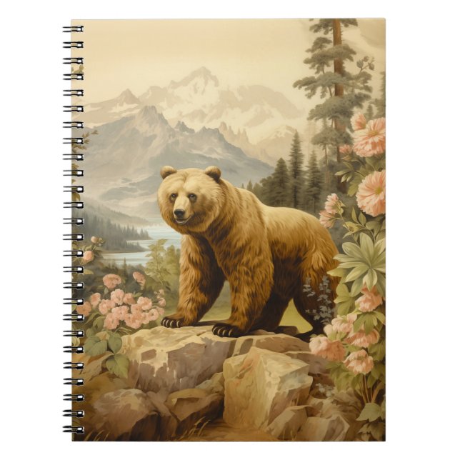 Majestic Grizzly Bear in a Forest Notebook (Front)