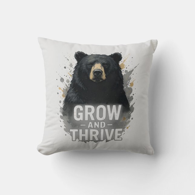 Majestic Growth Black Bear Art   Cushion (Front)