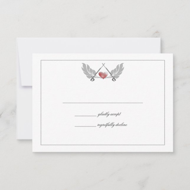 Majestic Guarded Heart Wedding Response Card (Front)