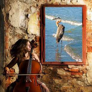 Majestic Heron Bird Ocean Waves Florida USA Canvas Print