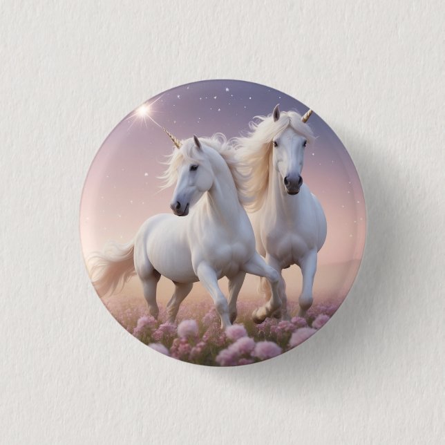 Majestic Horse 1¼ Inch RoundButton-For Equestrian  3 Cm Round Badge (Front)