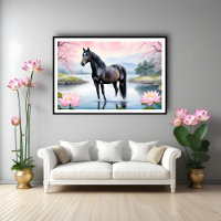 Majestic horse and beauty of lotus