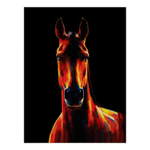 Majestic Horse Fiery Silhouette Dramatic Portrait Poster