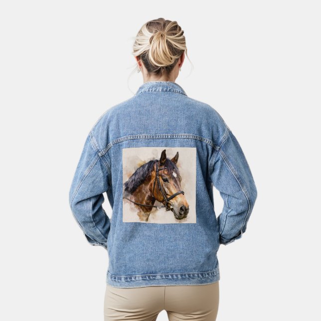Majestic Horse Head Denim Jacket (Model)