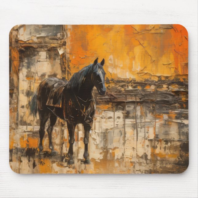 Majestic Horse in Abstract Sunset Mouse Pad (Front)