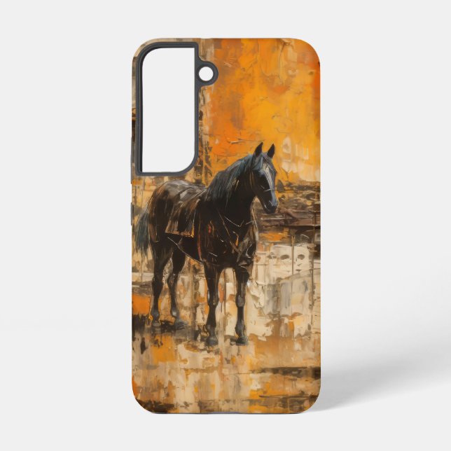 Majestic Horse in Abstract Sunset Samsung Galaxy S22 Case (Back)