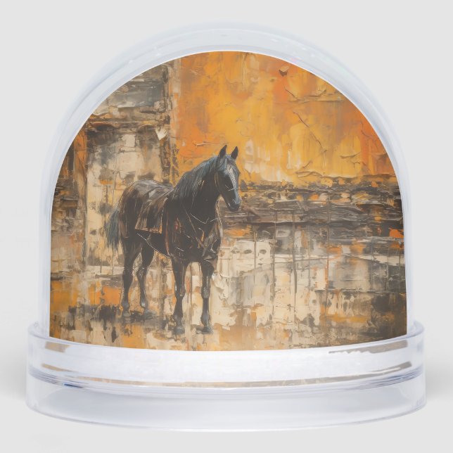 Majestic Horse in Abstract Sunset Snowglobe (Front)