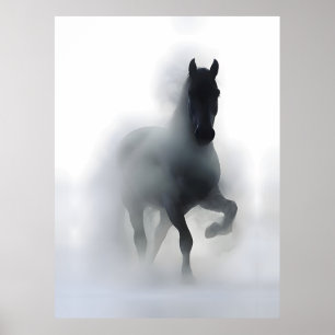 Majestic Horse in the Fog – Minimalist Abstract Poster