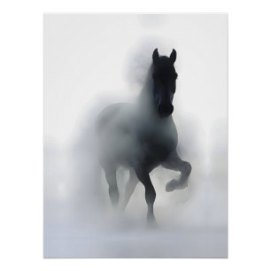 Majestic Horse in the Fog – Minimalist Abstract Poster