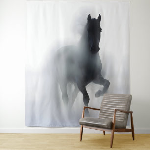 Majestic Horse in the Fog – Minimalist Abstract Tapestry