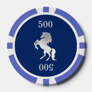 Majestic Horse Navy Blue and Silver Poker Chips