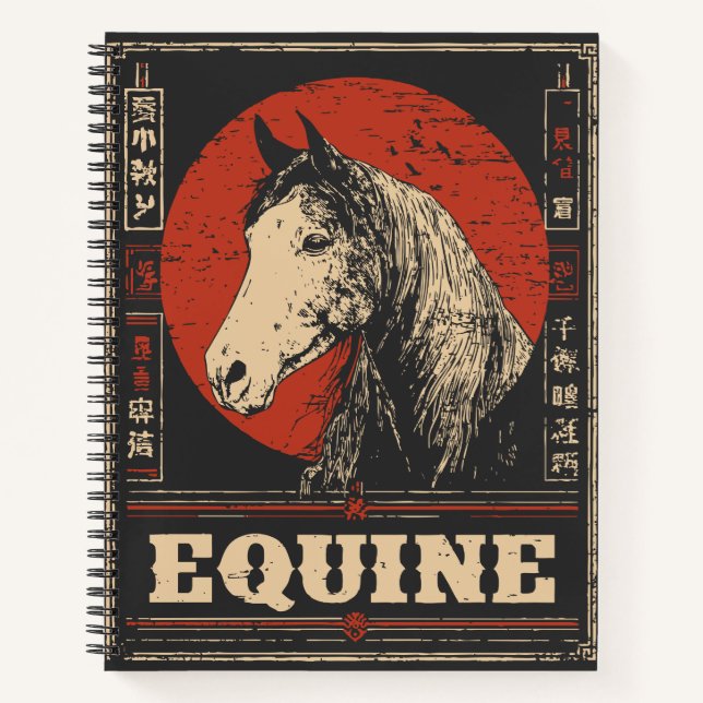 Majestic Horse Portrait Equestrian Design Notebook (Front)