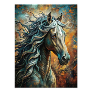 Majestic Horse Portrait with Flowing Mane  Photo Print