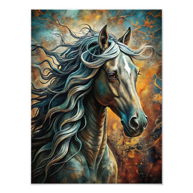 Majestic Horse Portrait with Flowing Mane  Photo Print (Front)