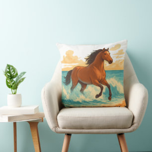 Majestic Horse Rising from the Sea Power and Free Cushion