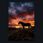 Majestic Horse Silhouette Sunset Poster | Luxury<br><div class="desc">Add elevated western elegance to your space with this majestic horse silhouette sunset poster, designed with dramatic cloud color, scenic mountain depth, and refined equestrian style. ​ The rich contrast and glowing horizon create a premium wall art look that fits beautifully in upscale rustic, lodge, western, and nature-inspired interiors. ​...</div>