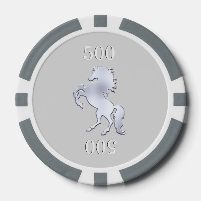 Majestic Horse Silver Poker Chips (Front)