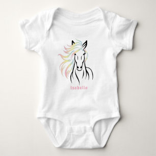 Majestic Horse with Colourful Flowing Mane Baby Bodysuit