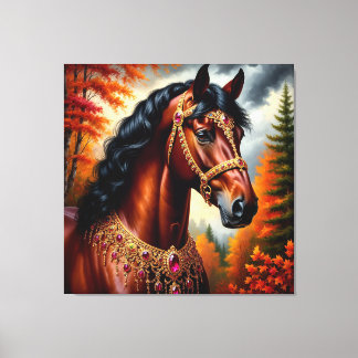 Majestic Horse with Ornate Gold Harness Canvas Print
