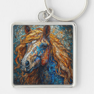 Majestic Horse with Vibrant Colours Key Ring