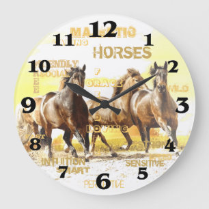 Majestic Horses Round Wall Clock - Large