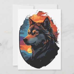 Majestic Husky Against a Sunset Sky Serenity View Holiday Card