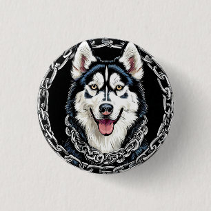Majestic Husky Dog with Bold Colours 3 Cm Round Badge