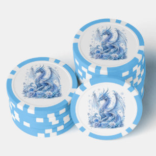 Majestic Ice Dragon Poker Chips