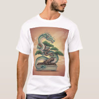 Majestic Japanese Dragon & Bonsai Tree Vector Illu