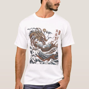 Majestic Japanese Dragon Wave - Mythic Ukiyo-e Art T-Shirt