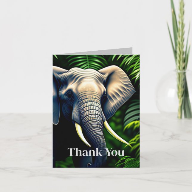 Majestic Jungle Elephant - Wild And Free Thank You Card (Front)