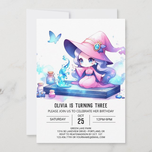 Majestic Kids Wizard Birthday Invitation (Front)