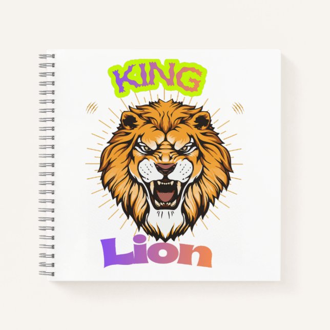 Majestic King Lion Crowned Portrait Design Notebook (Front)