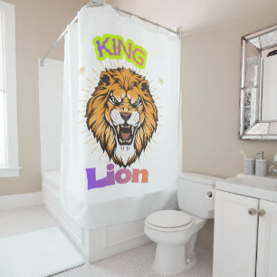 Majestic King Lion Crowned Portrait Design Shower Curtain