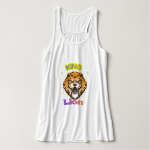 Majestic King Lion Crowned Portrait Design Singlet