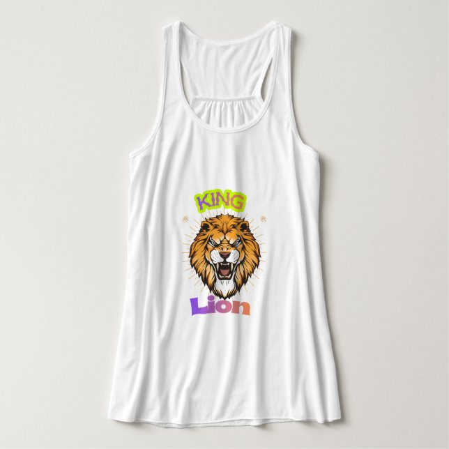 Majestic King Lion Crowned Portrait Design Singlet (Design Front)