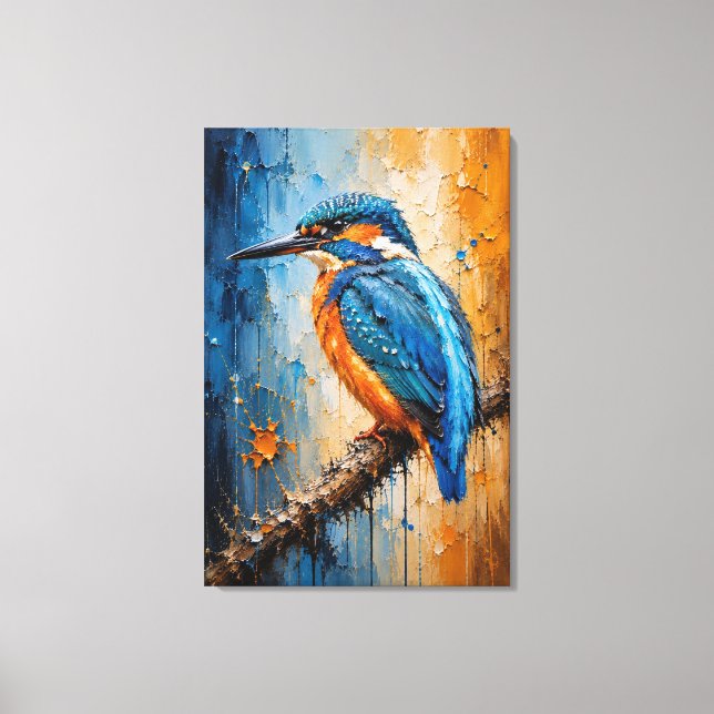 Majestic Kingfisher Impasto Canvas Print (Front)